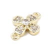 Brass Pave Clear Cubic Zirconia Flower Links Connector Charms KK-Z061-02G-02-2