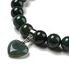 8.5mm Round Natural Moss Agate Beaded Stretch Bracelets BJEW-C074-01P-3