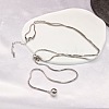 White Round Plastic Pearl Tassel 304 Stainless Steel Round Snake Chain Lariat Necklaces for Women WG7536F-01-2