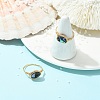 Oval Abalone Shell/Paua Shell Finger Rings RJEW-JR01032-1