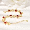 Brass Micro Pave Cubic Zirconia Link Chain Bracelets for Women BJEW-D457-01G-4