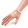 White Acrylic Curved Tube Chunky Stretch Bracelet with CCB Plastic for Women BJEW-JB08126-02-3