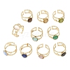 304 Stainless Steel with Glass Cat Eye Cuff Rings for Women RJEW-K309-40C-4