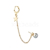 Natural Pearl Brass Crawler Ear Studs Chains EJEW-JE04566-04-1