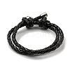 Adjustable Leather Cords Braided Double Layer Multi-strand Bracelets BJEW-F468-01-2