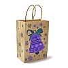 Christmas Theme Blue Printed Kraft Paper Tote Bags with Handles ABAG-B006-04C-2