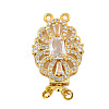 Rack Plating Flower Brass Micro Pave Clear Cubic Zirconia Box Clasps KK-F876-12G-1