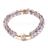 Natural Purple Lodolite Quartz Bead Bracelets BJEW-E098-17G-1