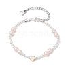 Shell Pearl & Glass Pearl Beaded Bracelets BJEW-JB10622-1