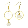 Natural White Jade Pumpkin with Ring Dangle Earrings EJEW-JE05509-02-1