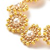 Shell Pearl Flower Link Bracelet BJEW-JB08084-01-4