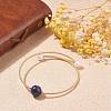 Natural Pearl & Lapis Lazuli(Dyed) Round Beaded Wrap Cuff Bangle BJEW-JB07923-02-2