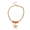 Dyed Natural Shell Chips Charms Anklet AJEW-G049-01G-01-1