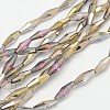 Faceted Half Plated Rice Electroplated Glass Beads Strands EGLA-F103-02C-1