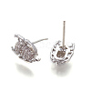 Brass Cubic Zirconia Stud Earrings Finding X-ZIRC-O028-01P-2