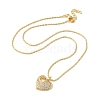 Brass Pave Clear Cubic Zirconia Heart Pendant Necklaces for Women NJEW-K381-06A-G-2