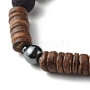 Natural Coconut Rondelle Beads Stretch Bracelets Set for Men Women BJEW-JB06771-6