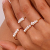 Nuggets Stainless Steel & Natural Freshwater Pearl Beads Finger Rings WG1BE4A-03-4