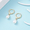 Natural Pearl Beads Drop Huggie Hoop Earrings for Women X-EJEW-JE04757-03-2