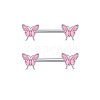 304 Stainless Steel Pink Cubic Zirconia Nipple Rings WGE5BE3-08-1