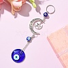 Flat Round with Evil Eye Handmade Lampwork Pendant Decorations HJEW-JM01243-2