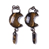 Natural Tiger Eye Crescent Moon Big Pendants G-B073-04R-03-1