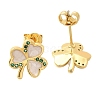 Clover Brass Micro Pave Cubic Zirconia Stud Earring EJEW-C126-01G-03-4