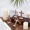 4Pcs 4 Colors Religion Alloy Enamel Crucifix Cross Statue Display Decorations DJEW-UN0001-09-2