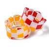 Resin Tartan Pattern Cuff Ring RJEW-T022-010-4