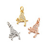 Bird Brass Micro Pave Clear Cubic Zirconia Pendants KK-G425-20-1