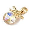 Brass Micro Pave Cubic Zirconia Charms KK-P283-23G-2