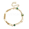 Brass Link Chain & 304 Stainless Steel Textured Dapped Chains Bracelets for Women BJEW-JB12481-01-2