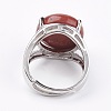 Adjustable Natural Red Jasper Finger Rings RJEW-F075-01N-3