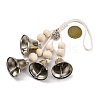 Iron Bell & Alloy Flat Round with Star Pattern Charm Hanging Ornaments HJEW-JM02468-3