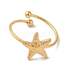 Ion Plating (IP) 304 Stainless Steel Starfish Open Cuff Rings for Women RJEW-M167-08A-G-2