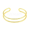 Rack Plating Brass Double Lines Cuff Bangles for Women BJEW-M304-01G-2
