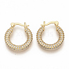 Brass Micro Pave Clear Cubic Zirconia Hoop Earrings EJEW-S208-059-2