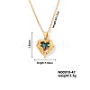 Vintage Brass Micro Pave Cubic Zirconia Heart Pendant Necklace for Women MF6183-5-1