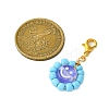 Flat Round with Smiling Face Glass Seed Pendant Decorations HJEW-MZ00092-4