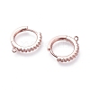 Brass Micro Pave Cubic Zirconia Huggie Hoop Earring Findings X-ZIRC-G156-07RG-2