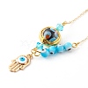 Alloy Enamel Hamsa Hand with Evil Eye Pendant Necklaces NJEW-JN03469-02-1