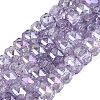 Electroplate Transparent Crackle Glass Beads Strands EGLA-Q135-01A-B07-1