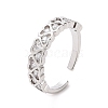 Clear Cubic Zirconia Heart Wrap Open Cuff Ring RJEW-I094-16P-1