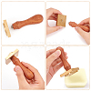 Olycraft Brass Wax Seal Stamp Head & Pearwood Handle Kit AJEW-OC0002-85F-3