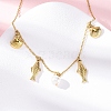 Summer Beach 304 Stainless Steel & Plastic Imitation Pearl Fish Shell Shaped Bib Necklaces for Women NJEW-U032-06G-2