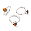 Oval Natural Tiger Eye Adjustable Rings RJEW-Q817-04P-13-1