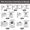 Beebeecraft 550Pcs 7 Style 304 Stainless Steel Beads STAS-BBC0003-87-2