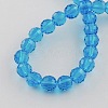 Faceted Dodger Blue Transparent Glass Round Bead Strands X-GLAA-R095-10mm-11-2