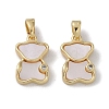 Brass & Shell & Clear Cubic Zirconia Pendants KK-G497-15G-1