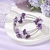 Natural Amethyst Chip & Glass & Brass Tube Beaded Bangles for Women BJEW-JB11265-01-1